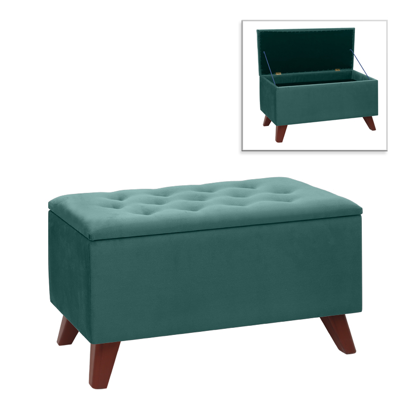 Σκαμπώ – Ταμπουρέ Lotus Megapap βελούδινο χρώμα κυπαρισσί 90x40x50εκ.