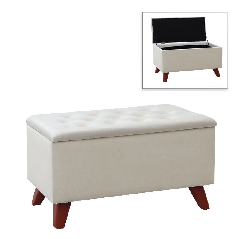 Σκαμπώ – Ταμπουρέ Lotus Megapap βελούδινο χρώμα κρεμ 90x40x50εκ.