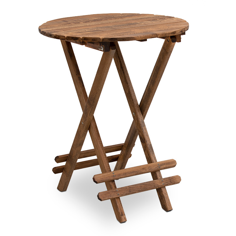 Τραπέζι πτυσσόμενο Queen Megapap από ξύλο οξιάς σε χρώμα καρυδί εμποτισμού Ø60×75εκ.