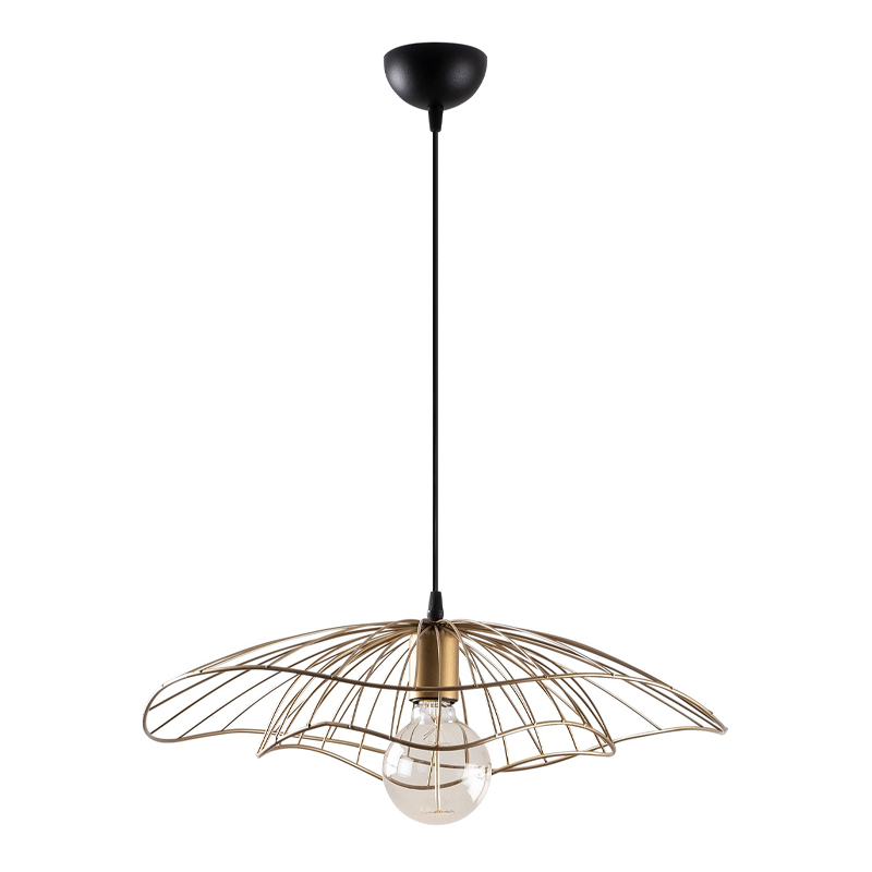 Φωτιστικό οροφής Yildo Megapap E27 μεταλλικό μονόφωτο χρώμα χρυσό vintage Φ50×111εκ.