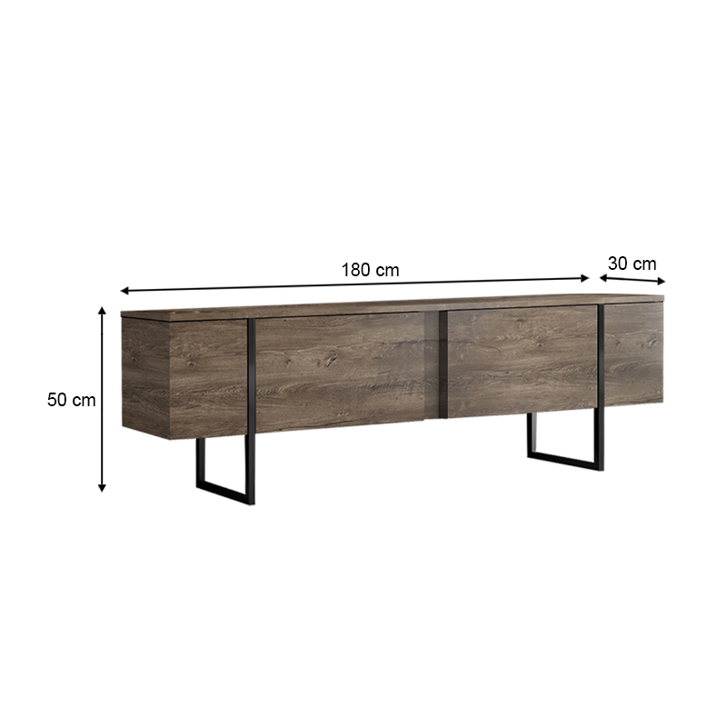 Έπιπλο τηλεόρασης Luxe Megapap χρώμα καρυδί 180x30x50εκ. - Image 6