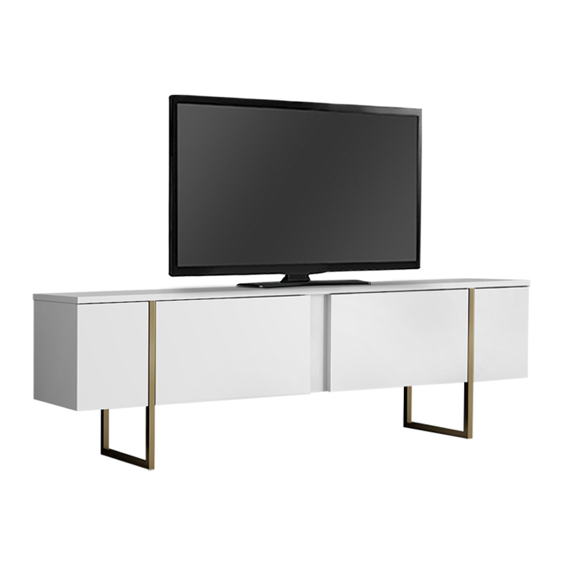 Έπιπλο τηλεόρασης Luxe Megapap χρώμα λευκό – χρυσό 180x30x50εκ.