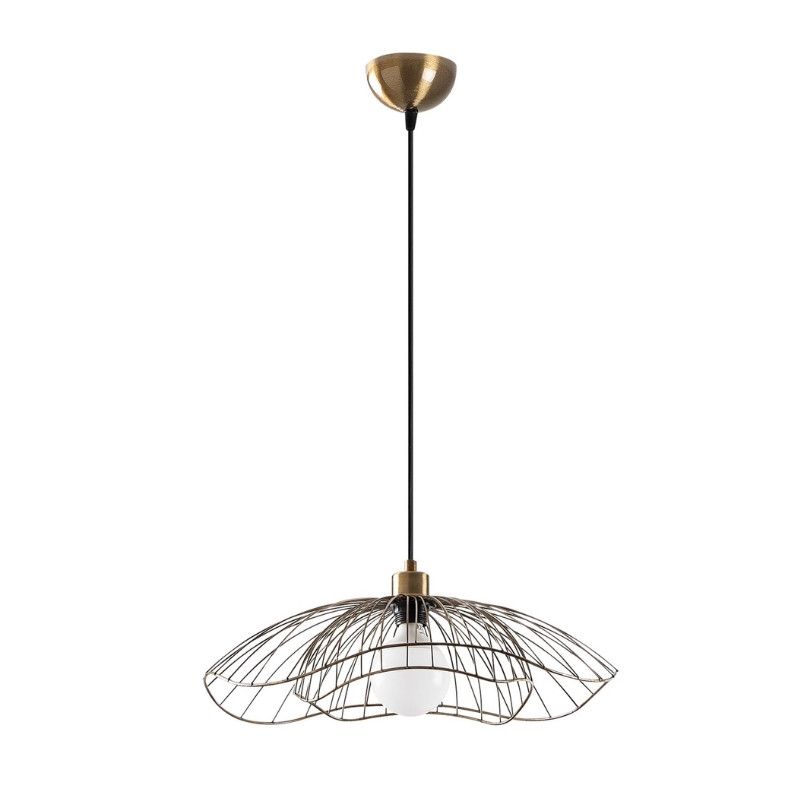 Φωτιστικό οροφής Farac Megapap E27 μεταλλικό μονόφωτο χρώμα χρυσό vintage Ø50×31/111εκ.