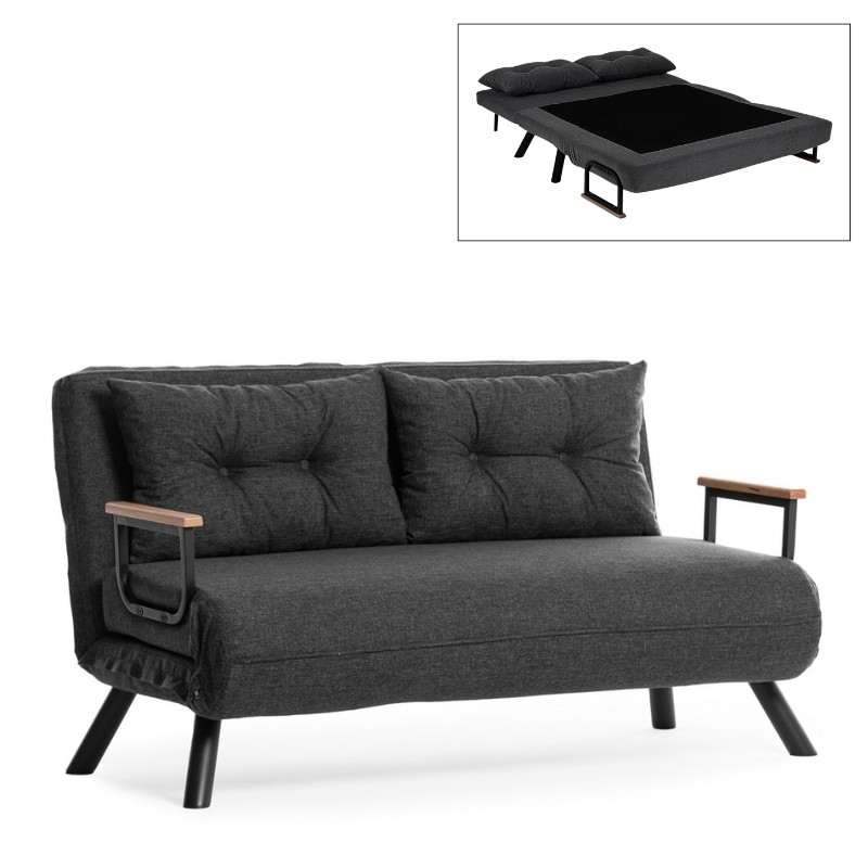 Καναπές – κρεβάτι Sando Megapap διθέσιος υφασμάτινος χρώμα ανθρακί 133x78x78εκ.