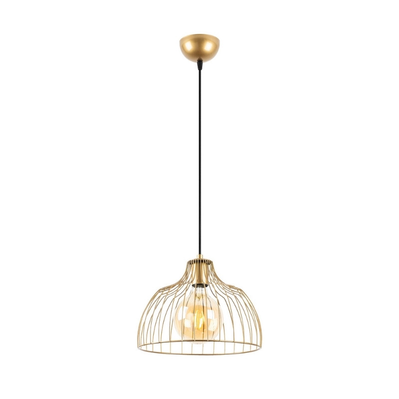 Φωτιστικό οροφής Treiso Megapap E27 μεταλλικό μονόφωτο χρώμα χρυσό Ø28×126εκ.