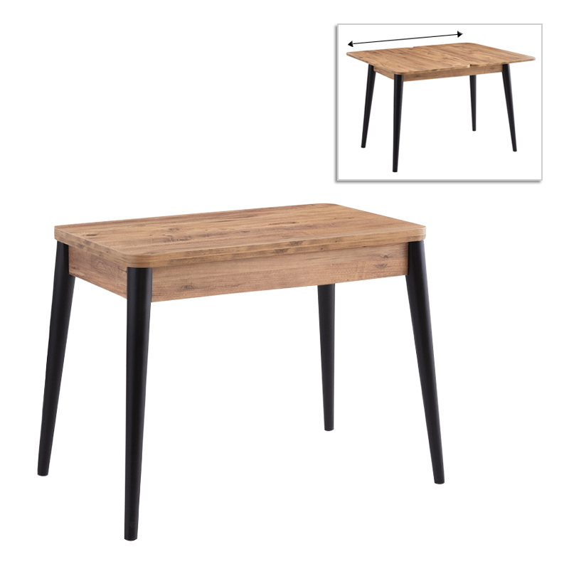 Τραπέζι Dolunay Megapap επεκτεινόμενο χρώμα atlantic pine – μαύρο 100×60(120×100)x79,5εκ.