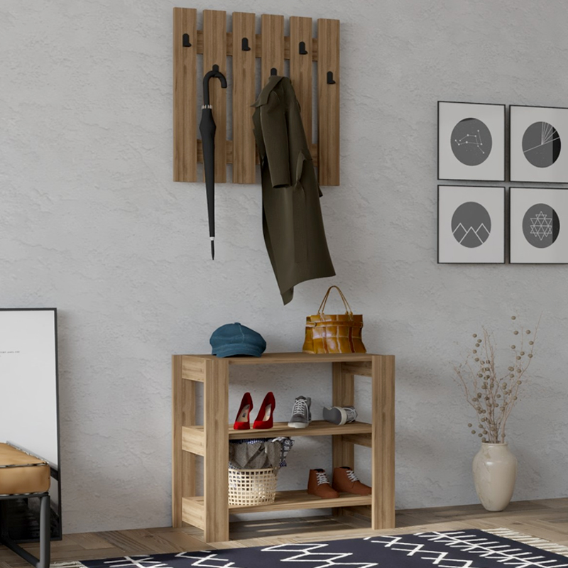 Έπιπλο εισόδου Friends Megapap χρώμα καρυδί 69,8×33,6×60εκ.