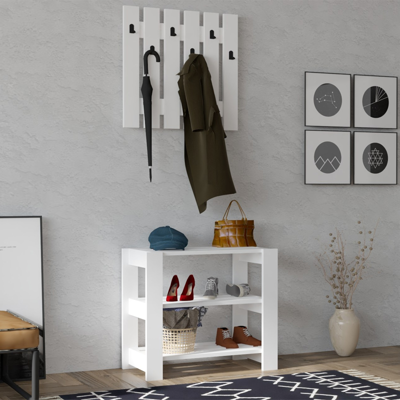 Έπιπλο εισόδου Friends Megapap χρώμα λευκό 69,8×33,6×60εκ.