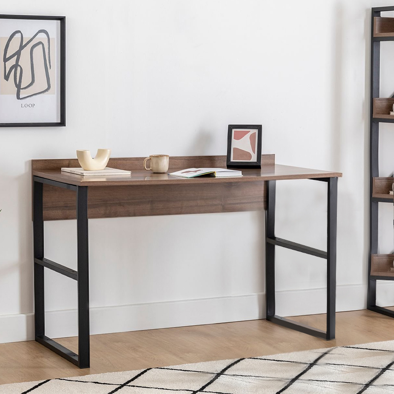 Γραφείο εργασίας Rana Megapap χρώμα καρυδί – μαύρο 120x60x78,8εκ.