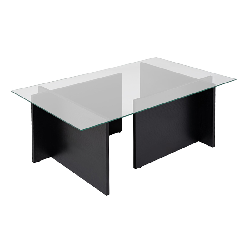 Τραπεζάκι σαλονιού Vetrino Megapap γυάλινο χρώμα black wood 105x65x40εκ. - Image 6