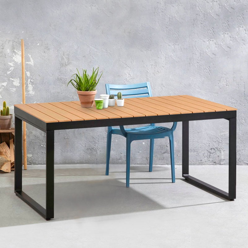 Τραπέζι κήπου Poseidon Megapap μέταλλο – ξύλο χρώμα μαύρο – καρυδί 180x92x75εκ.