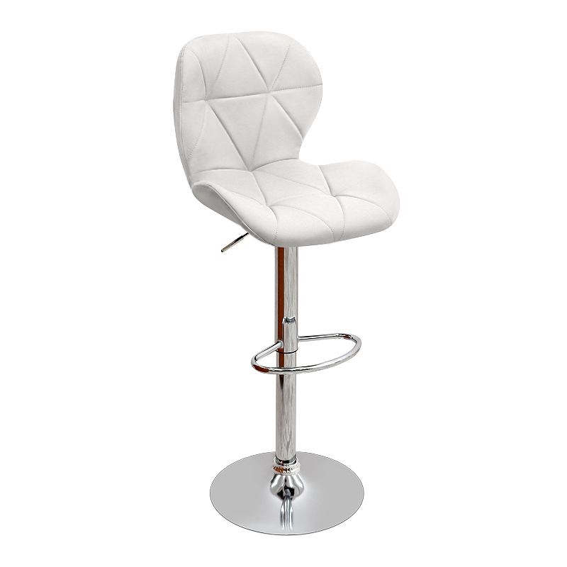 Σκαμπό μπαρ Dolores Megapap με ρυθμιζόμενο ύψος PU λευκό – βάση χρωμίου 45,5x38x89/109εκ.