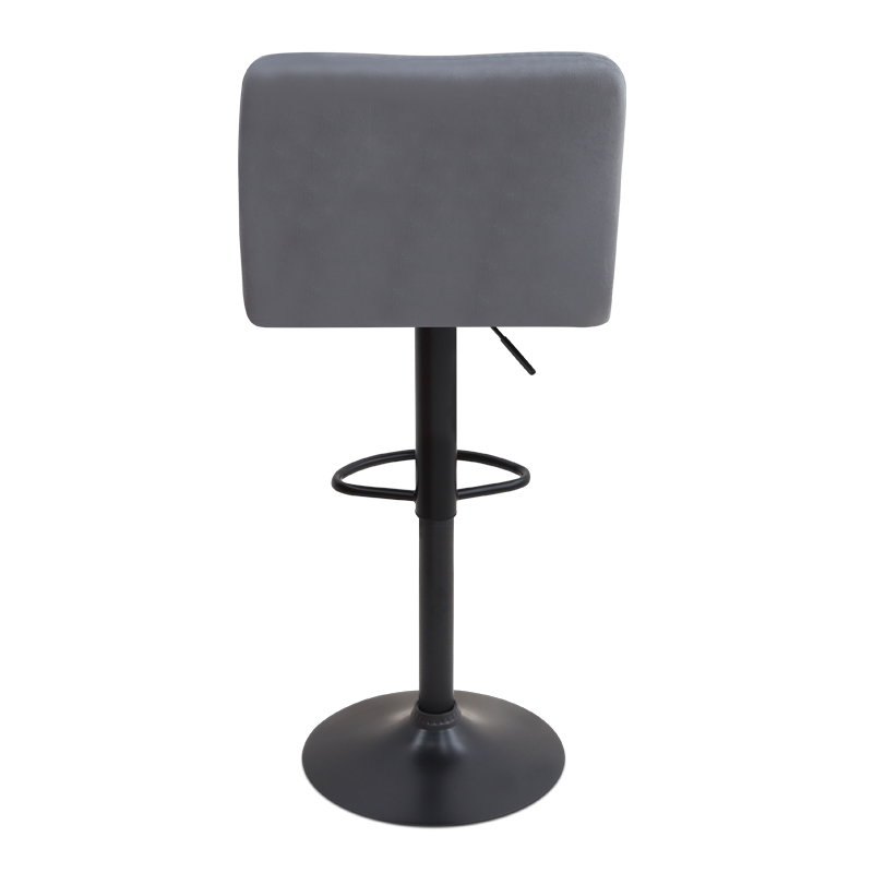 Σκαμπό μπαρ Carmelo Megapap με ρυθμιζόμενο ύψος βελούδο γκρι - βάση μαύρο ματ 45x42x90/113εκ. - Image 6