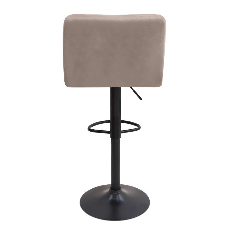Σκαμπό μπαρ Carmelo Megapap με ρυθμιζόμενο ύψος βελούδο μπεζ - βάση μαύρο ματ 45x42x90/113εκ. - Image 6