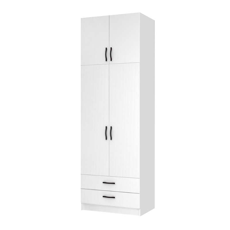 Ντουλάπα ρούχων Ricardo Megapap δίφυλλη με πατάρι και συρτάρια χρώμα λευκό 80×51,8×240εκ.
