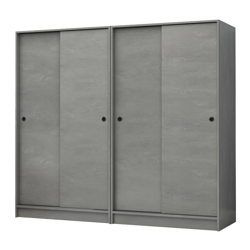 Ντουλάπα ρούχων Regio Megapap τετράφυλλη συρόμενη χρώμα γκρι σκυροδέματος 200x60x181εκ.