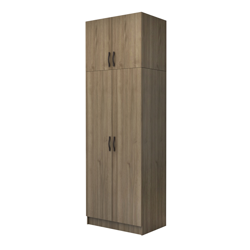 Ντουλάπα ρούχων Vivian Megapap δίφυλλη με πατάρι χρώμα καρυδί 80×51,8×240εκ.