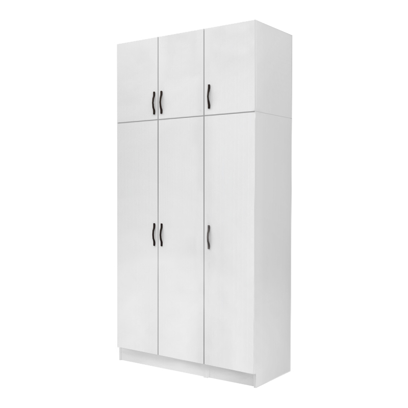 Ντουλάπα ρούχων Vivian Megapap τρίφυλλη με πατάρι χρώμα λευκό 120×51,8×240εκ.