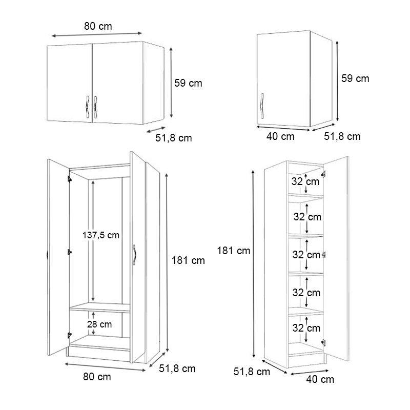Ντουλάπα ρούχων Vivian Megapap τρίφυλλη με πατάρι χρώμα καρυδί 120x51,8x240εκ. - Image 6