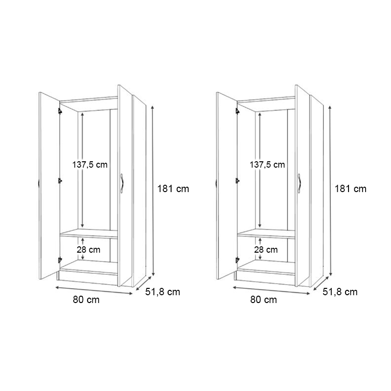 Ντουλάπα ρούχων Vivian Megapap τετράφυλλη χρώμα καρυδί 160x51,8x181εκ. - Image 6