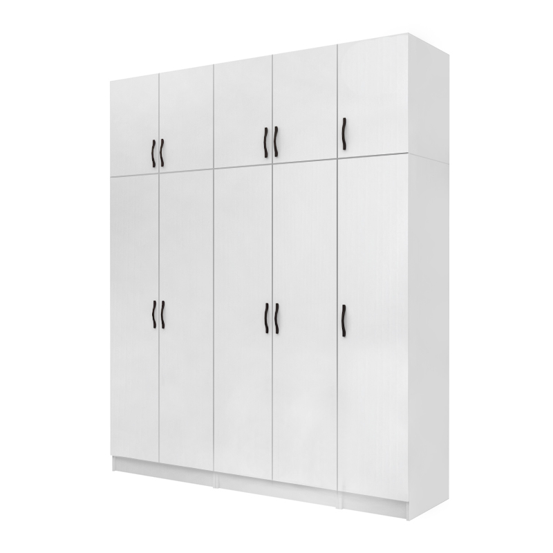 Ντουλάπα ρούχων Vivian Megapap πεντάφυλλη με πατάρι χρώμα λευκό 200×51,8×240εκ.