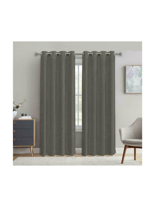 ΚΟΥΡΤΙΝΑ 140Χ270 COVERI ΣΚΟΥΡΟ ΓΚΡΙ 100% POLYESTER