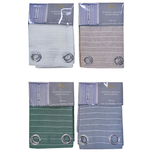 ΚΟΥΡΤΙΝΑ ΔΩΜΑΤΙΟΥ ΜΕ ΤΡΟΥΚΣ TNS 4ΧΡΩΜΑΤΑ 140x250cm