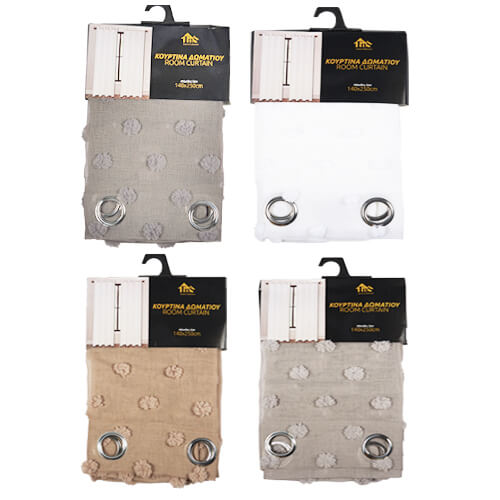 ΚΟΥΡΤΙΝΑ ΔΩΜΑΤΙΟΥ ΜΕ ΤΡΟΥΚΣ TNS 4ΧΡΩΜΑΤΑ 140x250cm