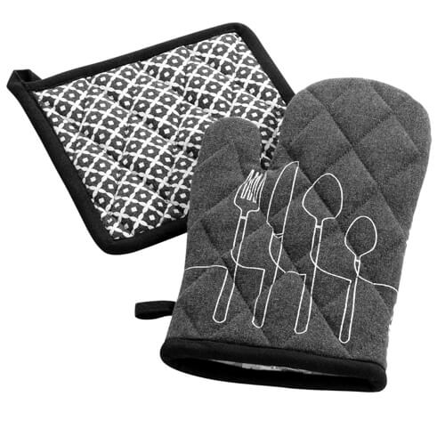 ΣΕΤ ΓΑΝΤΙ+ΠΙΑΣΤΡΑ ΒΑΜΒΑΚΕΡΑ CUISILINE ΜΑΥΡΟ-ΓΚΡΙ 18Χ28/20Χ20cm