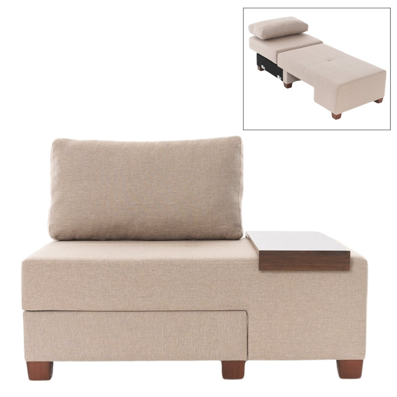 Πολυθρόνα – κρεβάτι Perenna Megapap υφασμάτινη χρώμα κρεμ 116x93x83εκ.