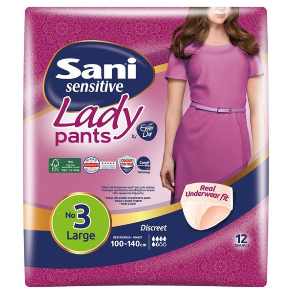 SANI LADY PANTS ΕΣΩΡΟΥΧΑ Νo3 LARGE 12τμχ