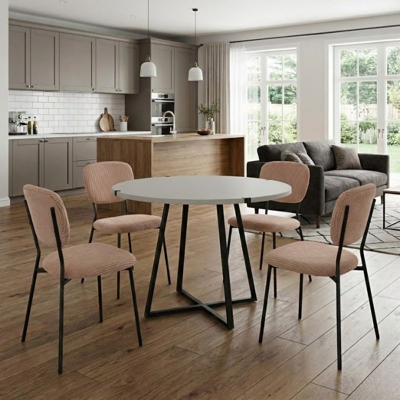 Σετ τραπεζαρία 5τμχ Rubes – Kevin Megapap χρώμα λευκό – μόκα Ø100×78εκ.