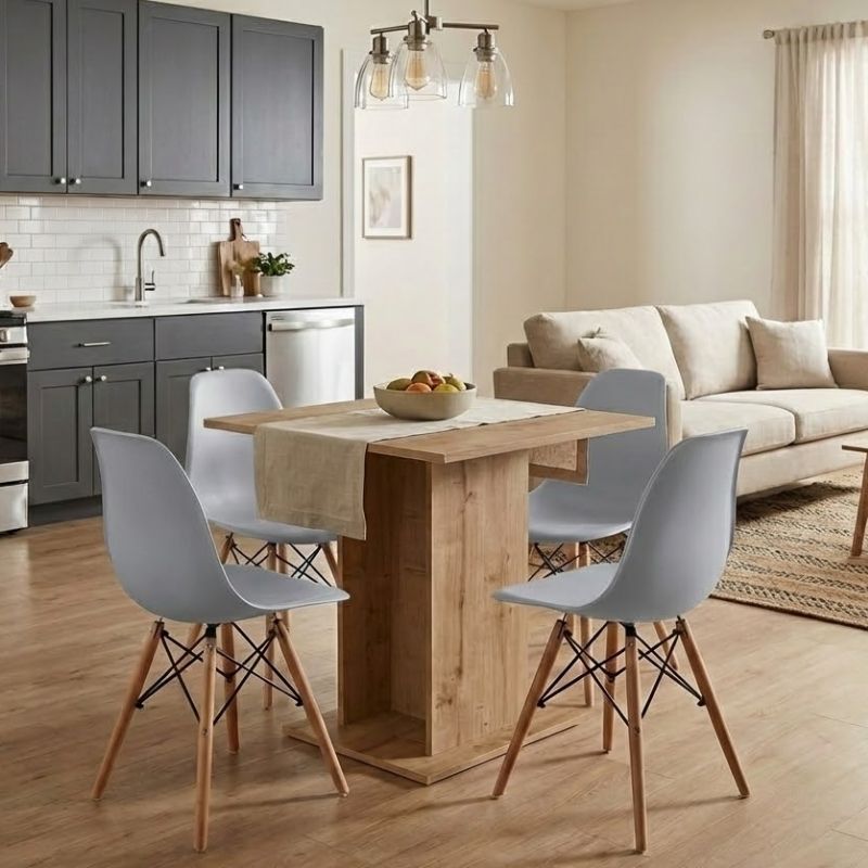 Σετ τραπεζαρία 5τμχ Allos – Nova Megapap χρώμα sapphire oak – γκρι 75x75x77εκ.