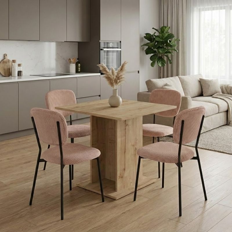 Σετ τραπεζαρία 5τμχ Allos – Kevin Megapap χρώμα sapphire oak – μόκα 75x75x77εκ.