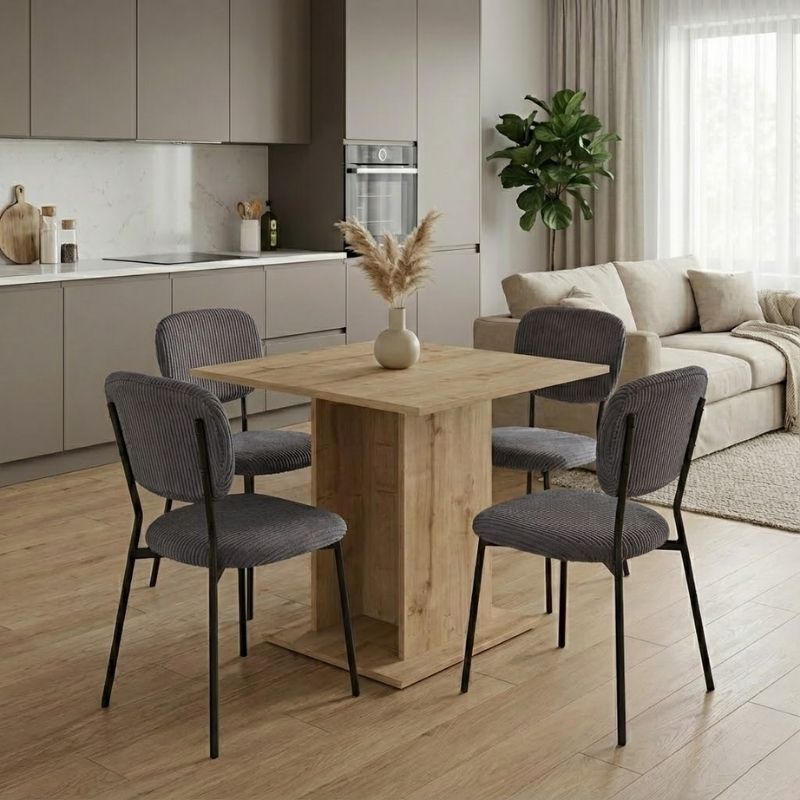 Σετ τραπεζαρία 5τμχ Allos – Kevin Megapap χρώμα sapphire oak – γκρι 75x75x77εκ.