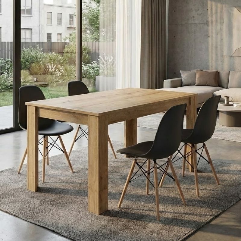 Σετ τραπεζαρία 5τμχ Darlen – Nova Megapap χρώμα sapphire oak – μαύρο 125x72x74εκ.