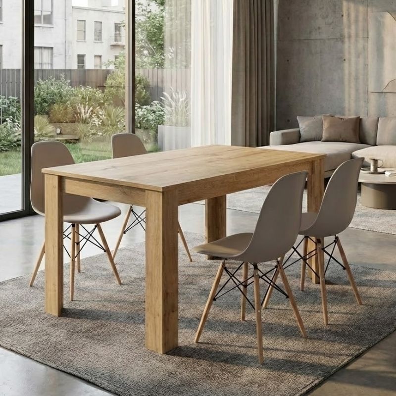 Σετ τραπεζαρία 5τμχ Darlen – Nova Megapap χρώμα sapphire oak – cappuccino 125x72x74εκ.