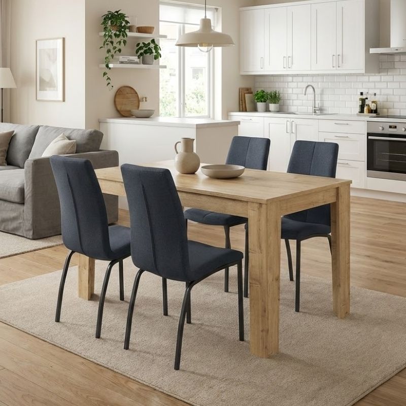 Σετ τραπεζαρία 5τμχ Darlen – Fina Megapap χρώμα sapphire oak – ανθρακί 125x72x74εκ.