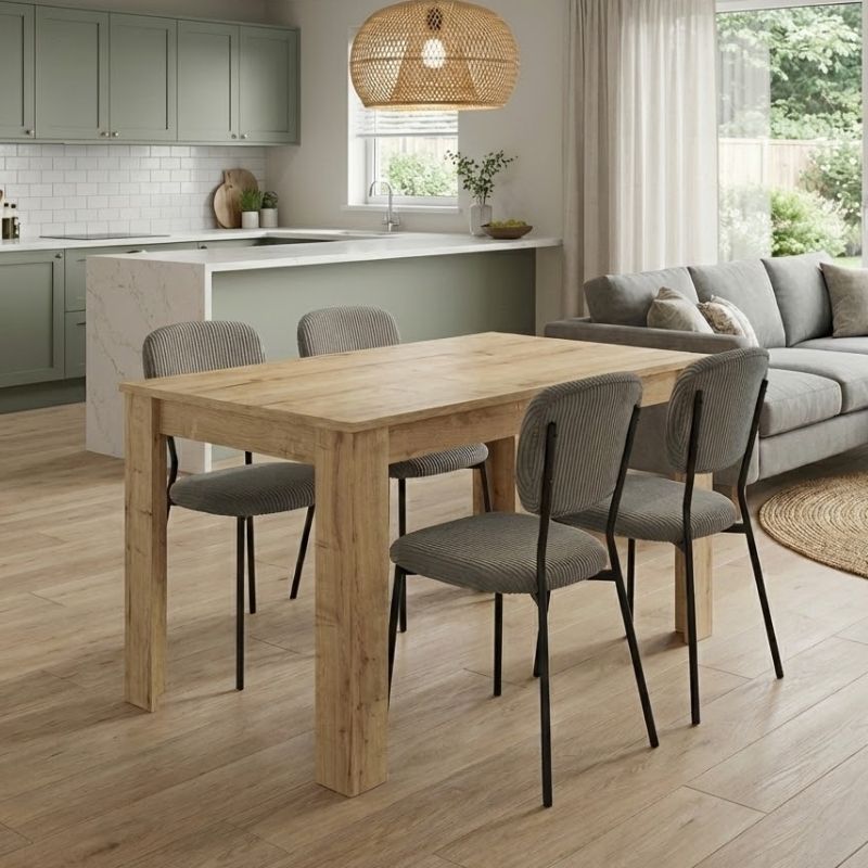 Σετ τραπεζαρία 5τμχ Darlen – Kevin Megapap χρώμα sapphire oak – λαδί 125x72x74εκ.