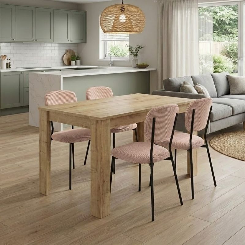 Σετ τραπεζαρία 5τμχ Darlen – Kevin Megapap χρώμα sapphire oak – μόκα 125x72x74εκ.