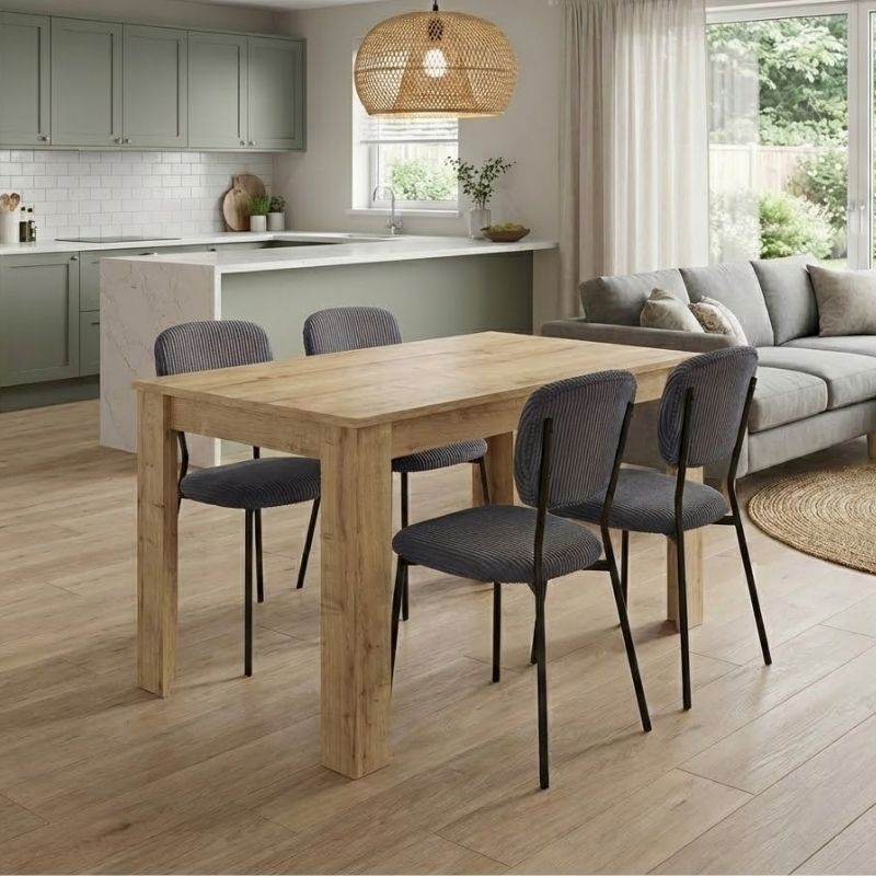 Σετ τραπεζαρία 5τμχ Darlen – Kevin Megapap χρώμα sapphire oak – γκρι 125x72x74εκ.