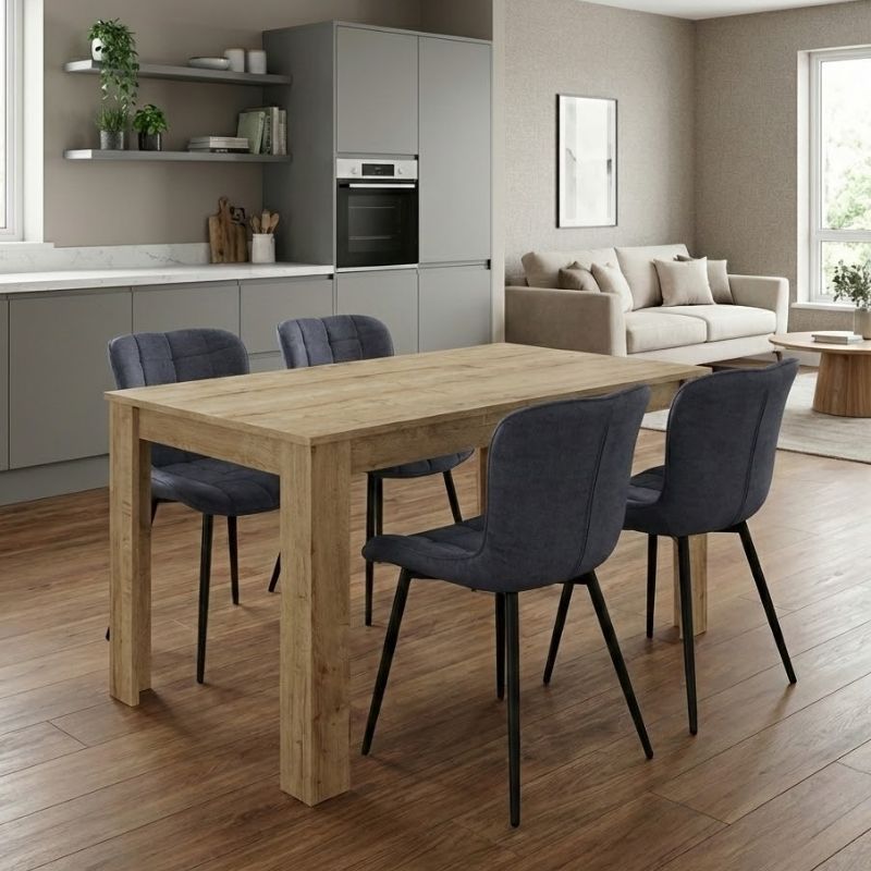 Σετ τραπεζαρία 5τμχ Darlen – Chiara Megapap χρώμα sapphire oak – ανθρακί 125x72x74εκ.