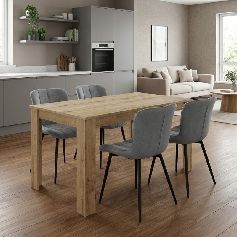 Σετ τραπεζαρία 5τμχ Darlen – Chiara Megapap χρώμα sapphire oak – γκρι 125x72x74εκ.