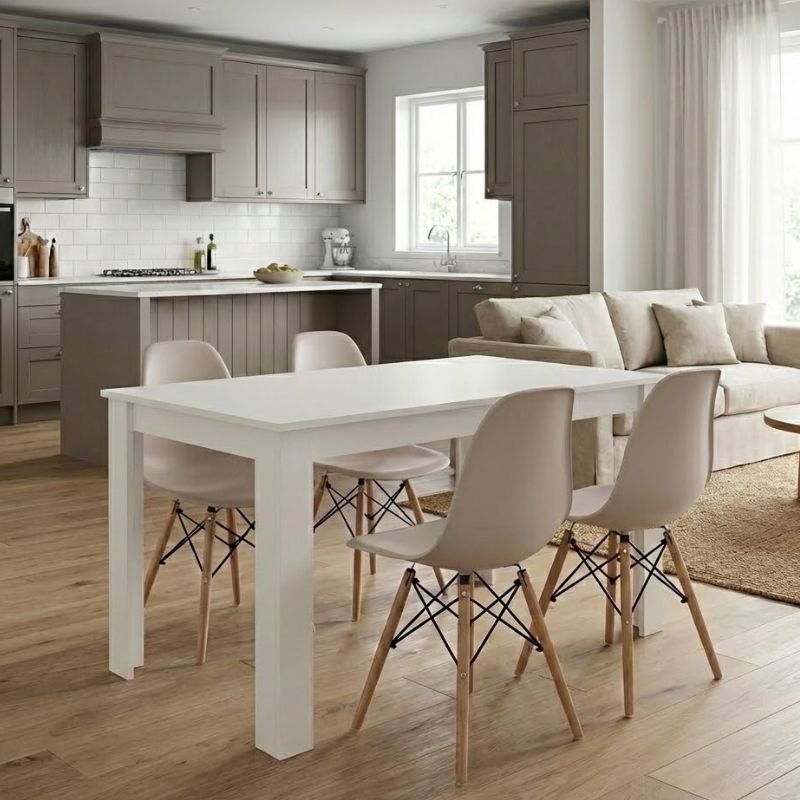 Σετ τραπεζαρία 5τμχ Darlen – Nova Megapap χρώμα λευκό – cappuccino 125x72x74εκ.