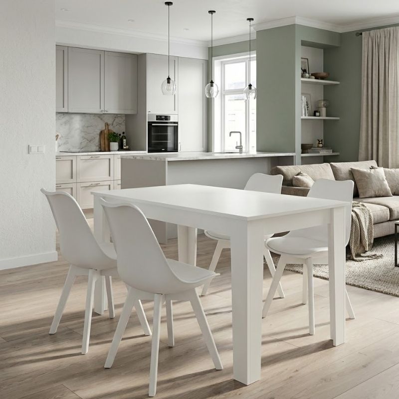 Σετ τραπεζαρία 5τμχ Darlen – Viva Megapap χρώμα λευκό 125x72x74εκ.