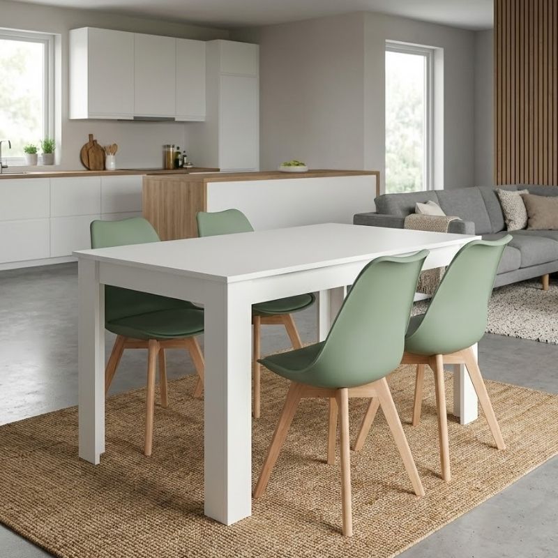 Σετ τραπεζαρία 5τμχ Darlen – Viva Megapap χρώμα λευκό – φυστικί 125x72x74εκ.