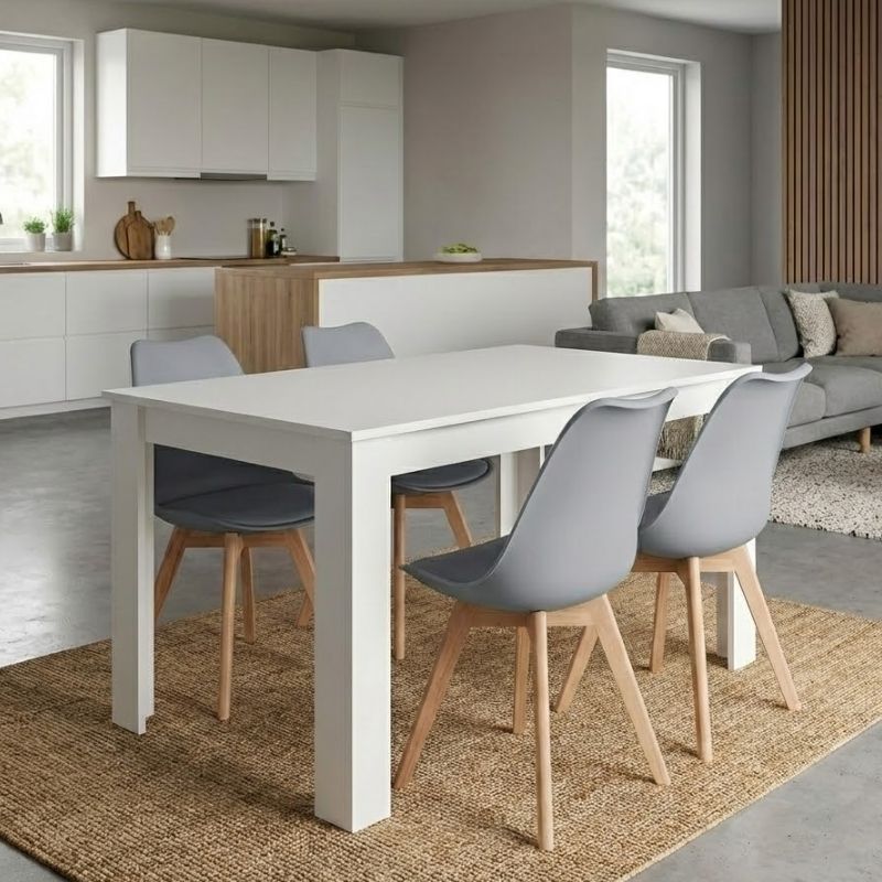 Σετ τραπεζαρία 5τμχ Darlen – Viva Megapap χρώμα λευκό – γκρι 125x72x74εκ.