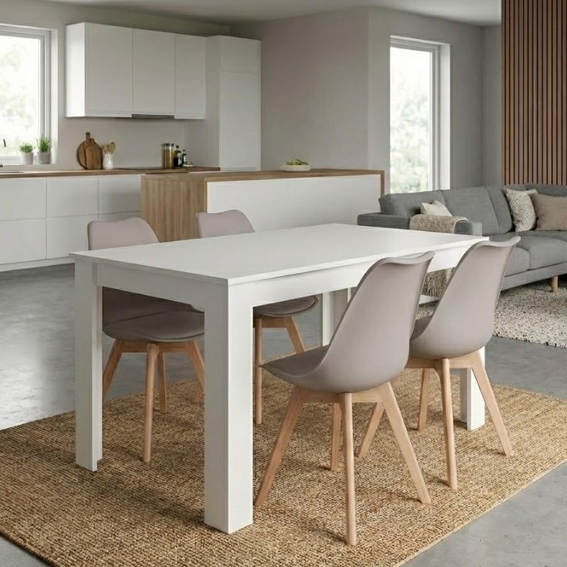 Σετ τραπεζαρία 5τμχ Darlen – Viva Megapap χρώμα λευκό – cappuccino 125x72x74εκ.