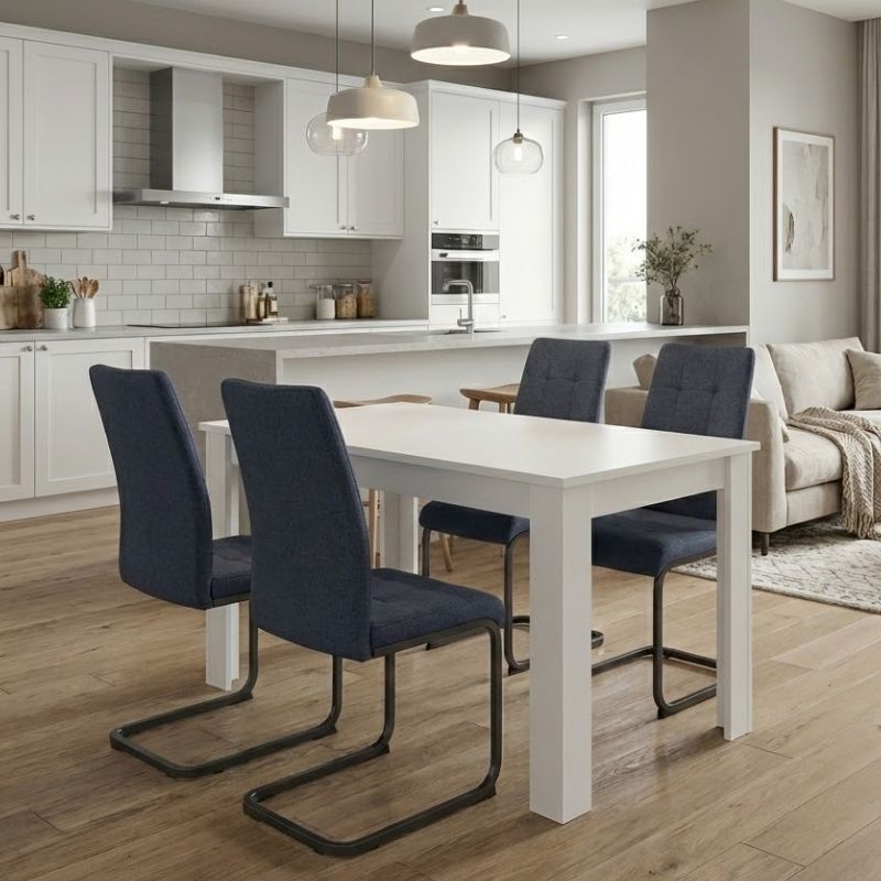 Σετ τραπεζαρία 5τμχ Darlen – Laura Megapap χρώμα λευκό – ανθρακί 125x72x74εκ.