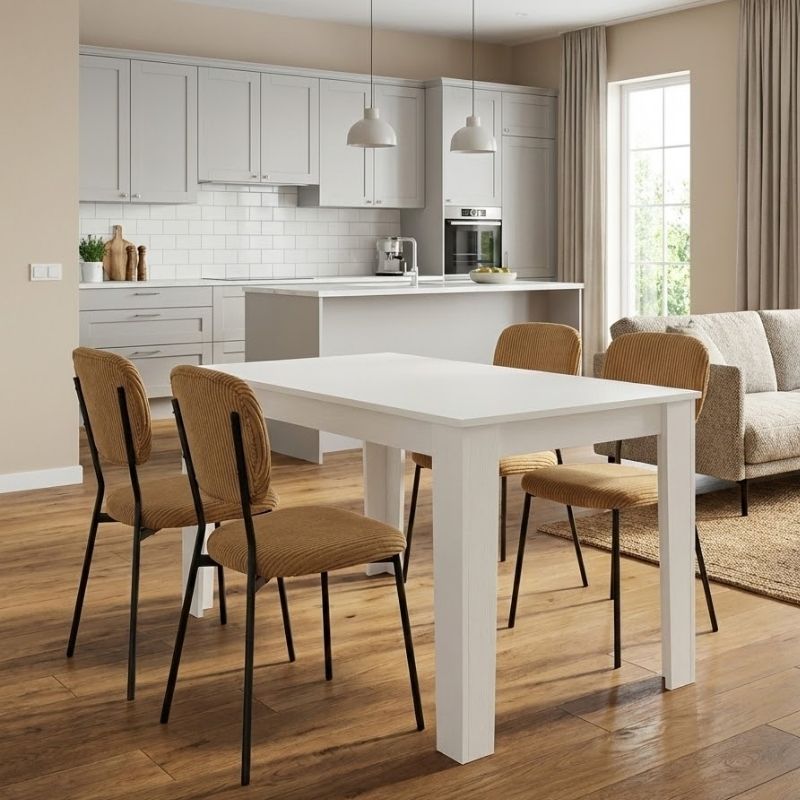 Σετ τραπεζαρία 5τμχ Darlen – Kevin Megapap χρώμα λευκό – μουσταρδί 125x72x74εκ.